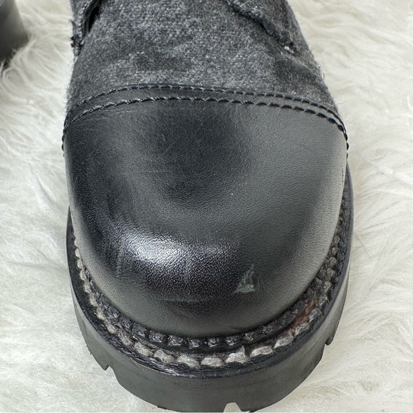 Frye Women’s Samantha Black Leather Canvas Shearling Combat Hiking Boots Size 8 - Picture 15 of 15